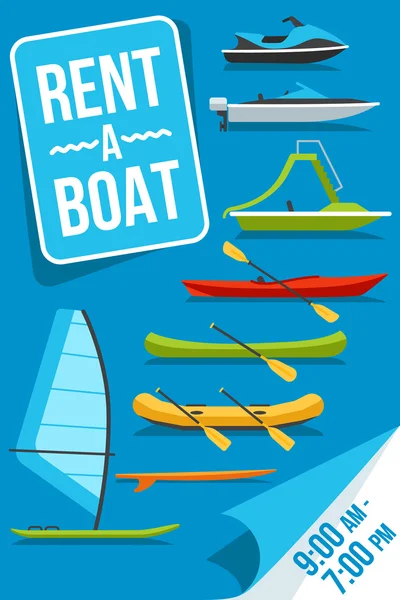 Affiche location bateau — Image vectorielle