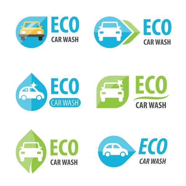 Eco coche lavado logo — Vector de stock
