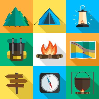 Simgeler, düz stil hiking.