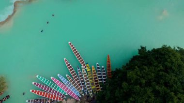 El Naranjo, San Luis Potosi 'deki El Meco Şelalesinin güzelliğini görün. Tropikal bir ortamda yeşil ağaçların ve tepelerin ortasındaki şelaleye tanık olun..