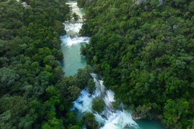 Cascada de Micos yeşil bitki örtüsüyle çevrili birden fazla şelale gösteriyor. Ziyaretçiler Huasteca Potosina 'nın doğal özelliklerini keşfetmekten ve yürüyüş yapmaktan zevk alabilirler..