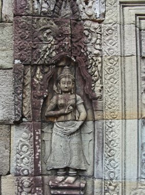 Apsara kısma Banteay Kdei tapınak kompleksinin içinde. Kamboçya.