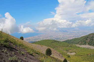 Naples yamaçları Vesuvius Volkanı görüntüleyin. İtalya.
