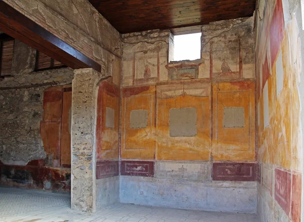 Bemalte Mauer in Pompeji. Italien. — Stockfoto