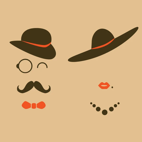 Retro Hipster Lady and Gentlemen. Royalty Free Stock Vectors