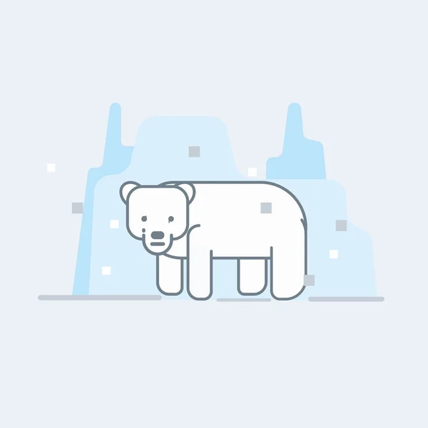 Oso polar en el norte — Vector de stock