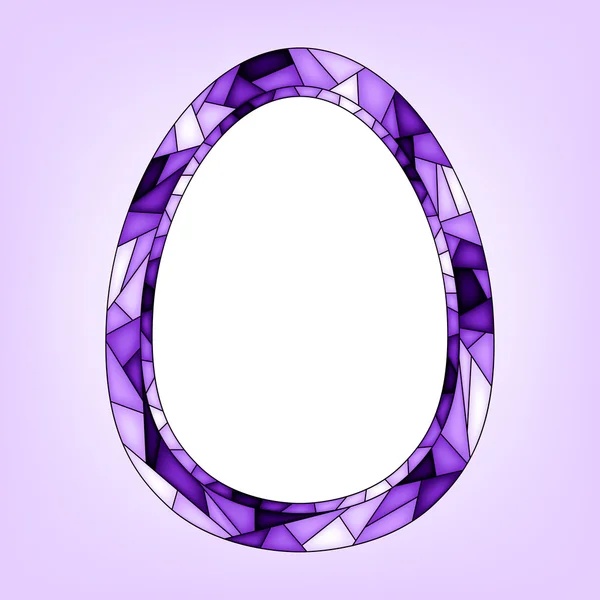 Colorato sfondo illustrazione, invito o modello di biglietto di auguri con uovo di Pasqua, ornamento viola e cornice per il testo. Vetro colorato stile mosaico. Buona Pasqua . — Vettoriale Stock