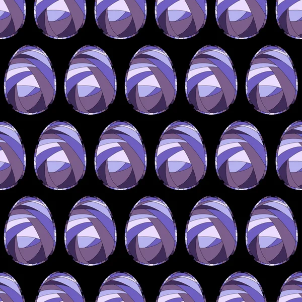 Seamless pattern background with Easter eggs and surreal ornament. Psychedelic mosaic style. Happy Easter.