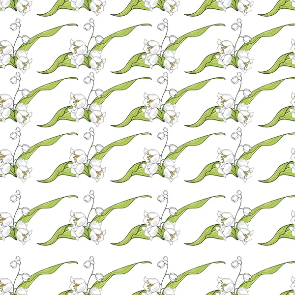 Fondo de patrón sin costuras con hermoso lirio de las flores de primavera valle . — Vector de stock