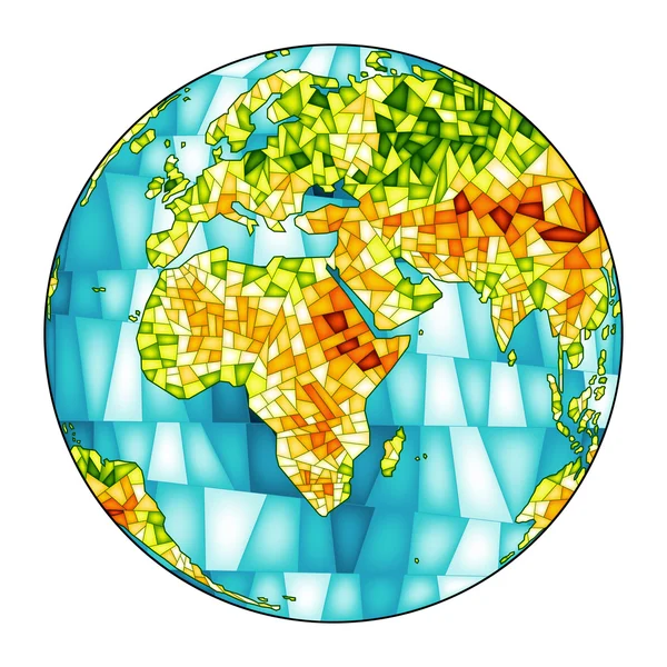 Fondo colorido de la ilustración con concepto del globo. Día de la Tierra. Vidriera estilo mosaico . Vectores de stock libres de derechos