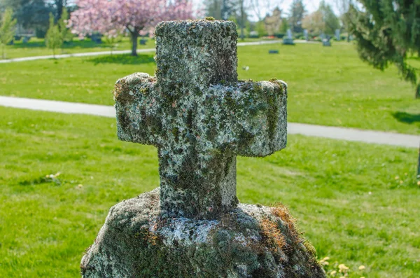 Grassy Graveyard Cemetery — Stock Photo, Image