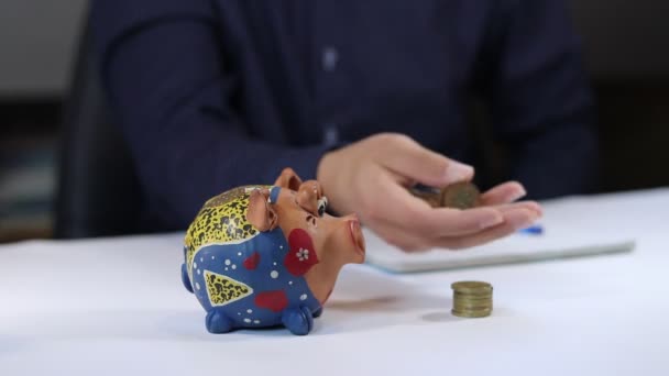 Der Finanzberater Berechnet Die Cois Seiner Handfläche Neu Und Berechnet — Stockvideo
