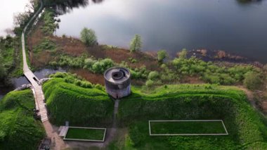 Hald Ruin, Viborg, Denmark, Summer panorama of Viborg, Midtjylland, Denmark. Aerial skyline view of the old town. View over Hald Lake from Dollerup bakker, cenic view of lake against sky, lake