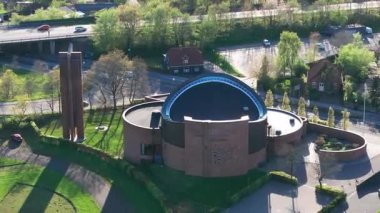 Summer panorama of Viborg, Midtjylland, Denmark. Aerial skyline view of the old town. Viborg ancient cathedral in the middle of Denmark, Traditional danish architecture. Street in Viborg, 