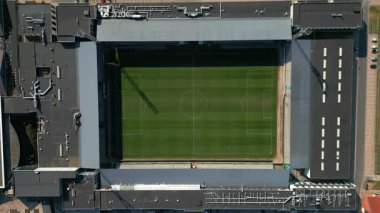 Panoramic aerial drone summer view on Viborg Stadion Energi Viborg Arena, home stadium for football club Viborg . 