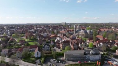 Summer panorama of Viborg, Midtjylland, Denmark. Aerial skyline view of the old town. Viborg ancient cathedral in the middle of Denmark, Traditional danish architecture. Street in Viborg, 