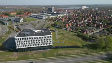 Summer panorama of Viborg, Midtjylland, Denmark. Aerial skyline view of the old town. Viborg ancient cathedral in the middle of Denmark, Traditional danish architecture. Street in Viborg, 