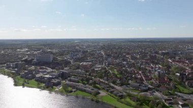 Summer panorama of Viborg, Midtjylland, Denmark. Aerial skyline view of the old town. Viborg ancient cathedral in the middle of Denmark, Traditional danish architecture. Street in Viborg, 