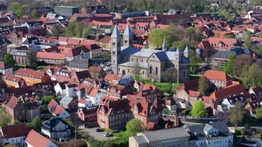 Summer panorama of Viborg, Midtjylland, Denmark. Aerial skyline view of the old town. Viborg ancient cathedral in the middle of Denmark, Traditional danish architecture. Street in Viborg, 