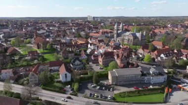 Summer panorama of Viborg, Midtjylland, Denmark. Aerial skyline view of the old town. Viborg ancient cathedral in the middle of Denmark, Traditional danish architecture. Street in Viborg, 