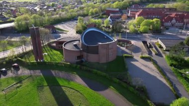 Summer panorama of Viborg, Midtjylland, Denmark. Aerial skyline view of the old town. Viborg ancient cathedral in the middle of Denmark, Traditional danish architecture. Street in Viborg, 