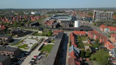 Summer panorama of Viborg, Midtjylland, Denmark. Aerial skyline view of the old town. Viborg ancient cathedral in the middle of Denmark, Traditional danish architecture. Street in Viborg, 