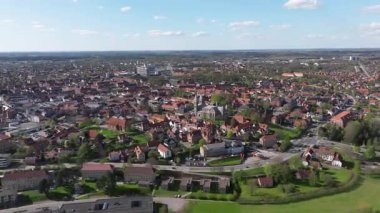 Summer panorama of Viborg, Midtjylland, Denmark. Aerial skyline view of the old town. Viborg ancient cathedral in the middle of Denmark, Traditional danish architecture. Street in Viborg, 
