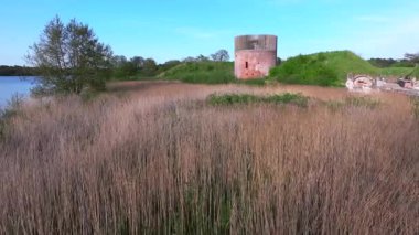 Hald Ruin, Viborg, Denmark, Summer panorama of Viborg, Midtjylland, Denmark. Aerial skyline view of the old town. View over Hald Lake from Dollerup bakker, cenic view of lake against sky, lake