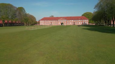 Summer panorama of Viborg, Midtjylland, Denmark. Aerial skyline view of the old town. Viborg ancient cathedral in the middle of Denmark, Traditional danish architecture. Street in Viborg, 