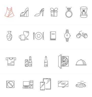 internet Mağazası için doğrusal Icons set