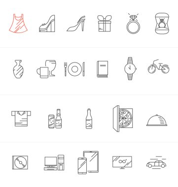 set linear icons for internet shop clipart