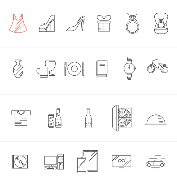 internet Mağazası için doğrusal Icons set