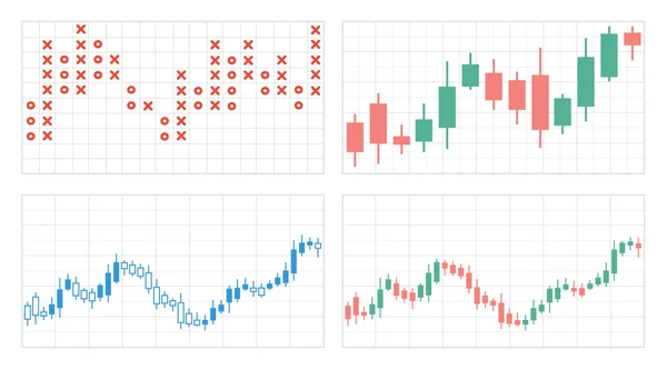 Aantal platte grafieken en diagrammen met een raster — Stockvector