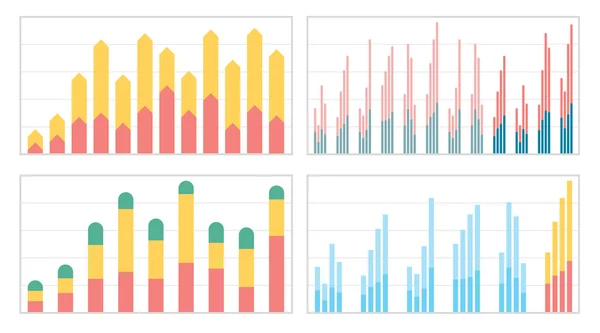 Conjunto de gráficos planos y gráficos con una cuadrícula — Archivo Imágenes Vectoriales