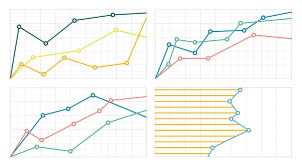 Zestaw płaskie wykresy i wykresy z siatką — Wektor stockowy