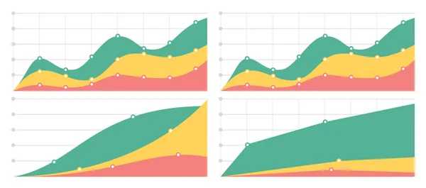 Zestaw płaskie wykresy i wykresy z siatką — Wektor stockowy