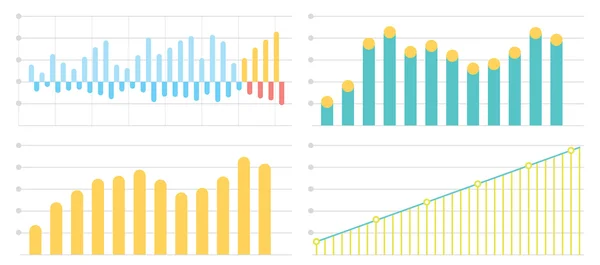Zestaw płaskie wykresy i wykresy z siatką — Wektor stockowy