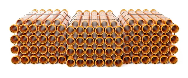 3 boyutlu illüstrasyon, beyaz arka planda izole edilmiş PVC kanalizasyon boru paketi