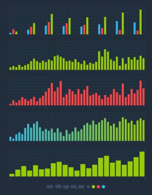 Koyu Arkaplan Üzerinde Geniş Grafik Çubuğu Seti