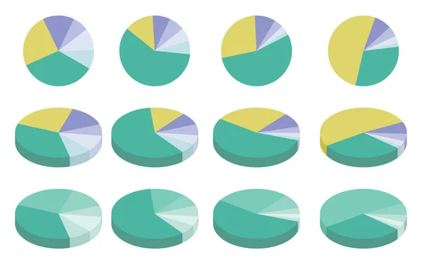 Pie Grafik Çemberi Kümesi Isometric Diyagramları