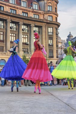 Bucharest, Romanya - 10 Haziran 2016: B-Fit sokakta balerinler Show'da