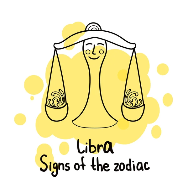 Znaki zodiaku. Libra. Na białym tle wektor Eps10.Astrology. Horoskop znaki linii Art.Background jak akwarela. Zestaw znaków zodiaku obwodu ilustracje. Pseudo akwarela. — Wektor stockowy