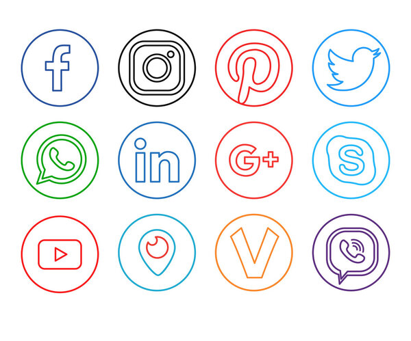 Iconos de Internet. Línea de arte de color contorno. Vector aislado — Vector de stock
