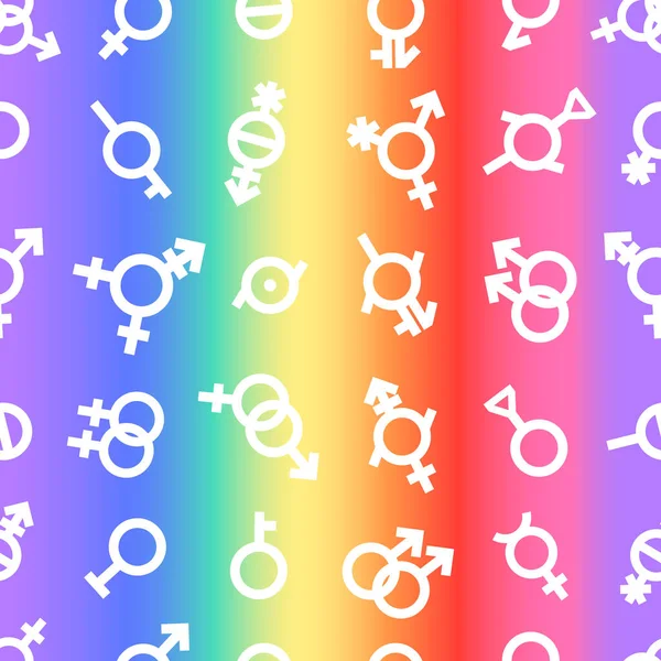 プライドフラグの背景。LGBT性別シームレスなパターン。より大きい年齢の中性子は無性愛のレズビアンの同性愛者、バイセクシャルのアイコンの方向である。ベクトル性的アイデンティティイラスト。自由虹色 — ストックベクタ