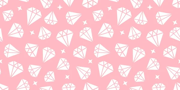 Diamants girly motif sans couture. Illustration géométrique vectorielle blanche sur un joli fond rose. Design moderne douce texture abstraite girlish. Mode tissu bébé Vecteur En Vente