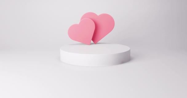 Walentynki Etap Podium Makieta Różowym Wyświetlaczem Produktu Serca Renderowania Nowoczesny — Wideo stockowe