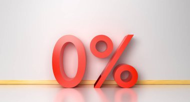 3D Glossy% 0 işaretini en aza indiriyor. Yüzde, indirim konsept işi. Yüzde sıfır sembol geniş pankarttan komisyon verir. 3B soyut arkaplan tanıtım posteri