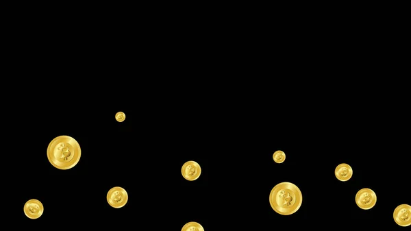 Rendering Money Bitcoin Currency Coin Floating Animation Black Screen Background — Stock Photo, Image