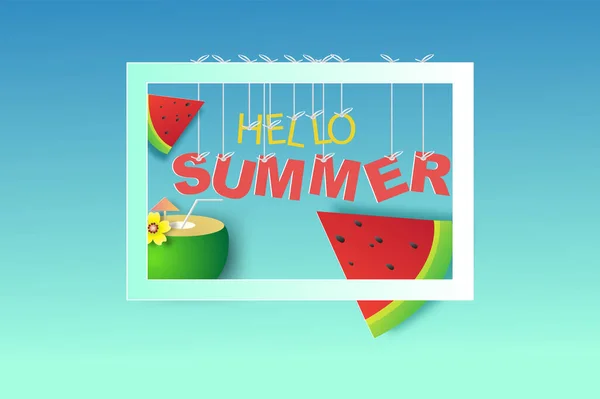 Quadro Para Seu Texto Com Hello Summer Time Season Blue — Vetor de Stock