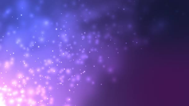 青と紫のボケ粒子がダストグラデーションの抽象的背景を与えます 暗い青と紫の背景に宇宙で未来的 空気中の風の粒子とボケ — ストック動画